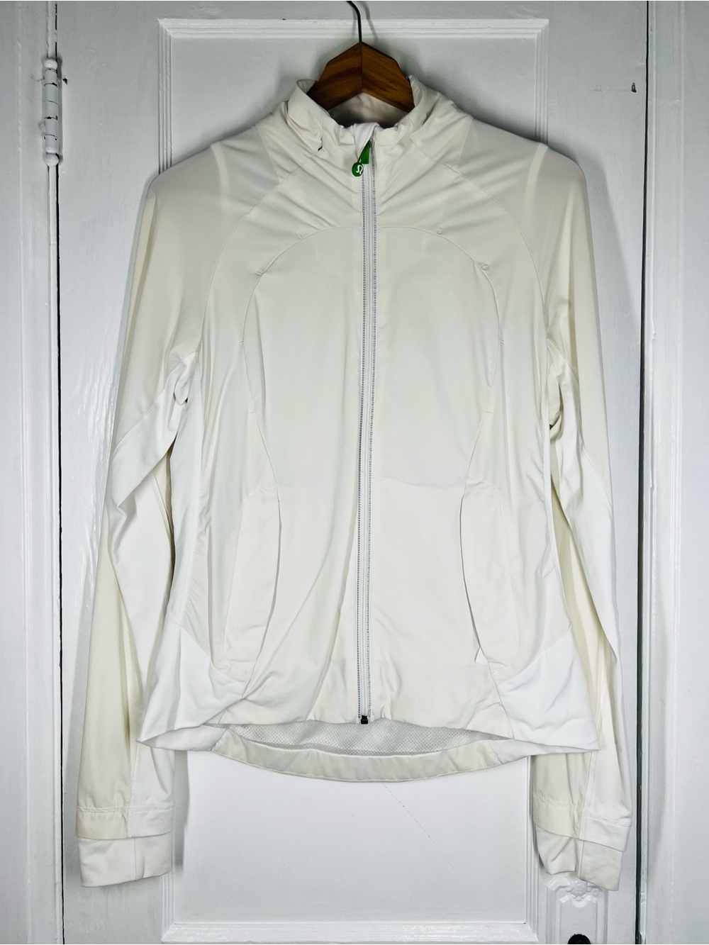Vintage Lululemon Cream and White Running Cycling Track Full Zip Jacket
